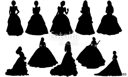 500x300 Princess Silhouette Cinderella Queen Vector Costume With Tiara