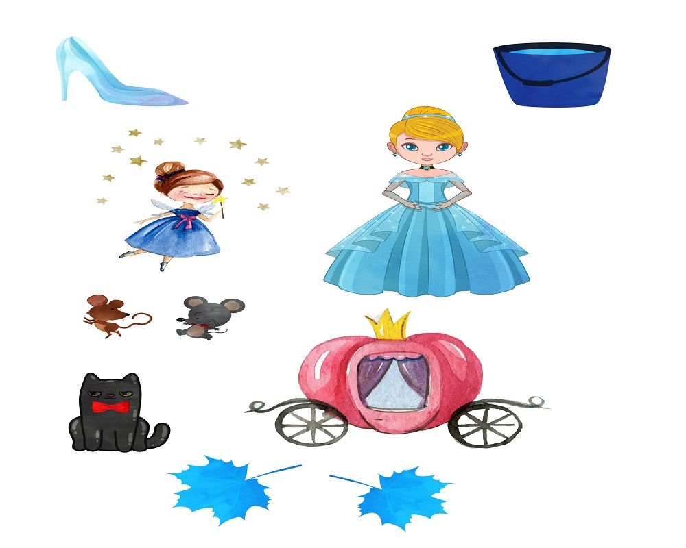 Cinderella Watercolor Illustration Vector Pack 1000x800 Cinderella Watercolor Illustration Vector Pack