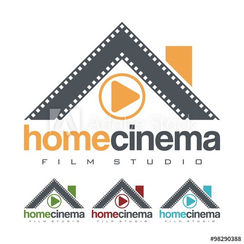500x500 Cinema Logo, Filmstrip Home Cinema Design Logo Vector
