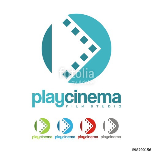 500x500 Cinema Logo, Play Symbol Filmstrip Cinema Design Logo Vector