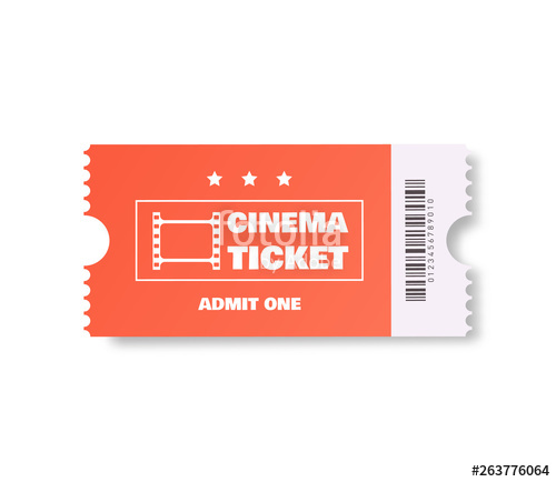 500x434 Coral Color Cinema Ticket Vector Illustration Stock Image