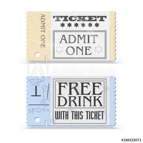 500x500 Set Of Retro Cinema Tickets Or Event Shape With Texture Effect