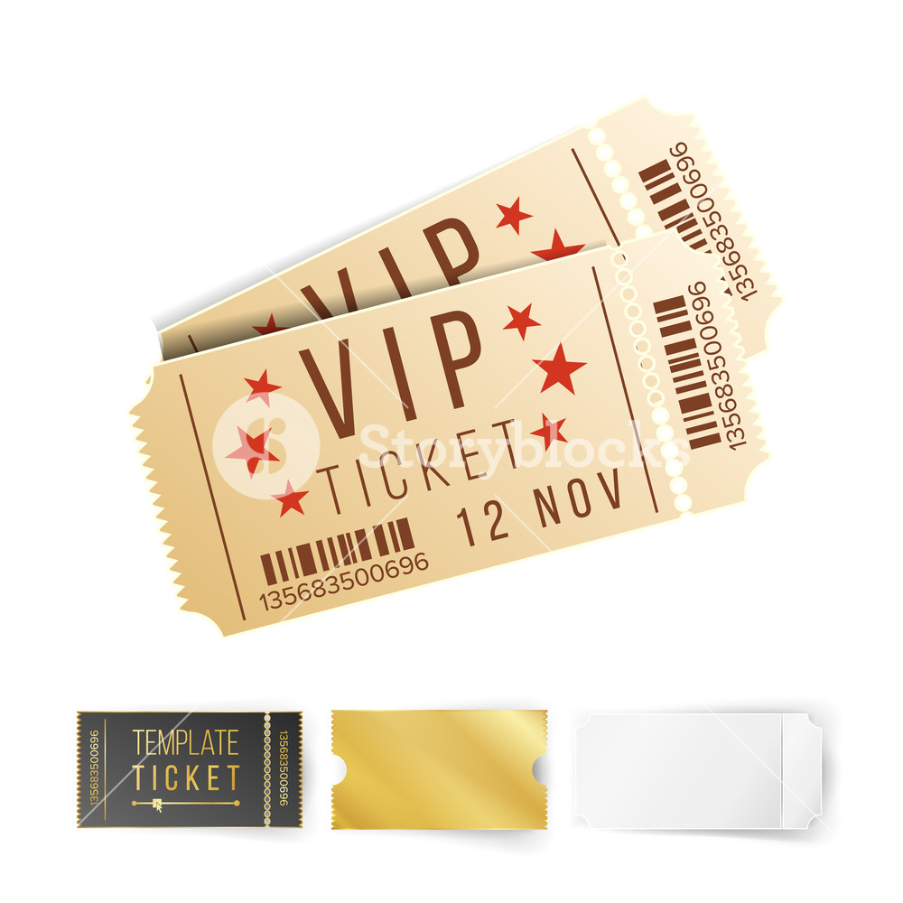 1000x1000 Two Cinema Tickets Vector Top View Blank Template Isolated