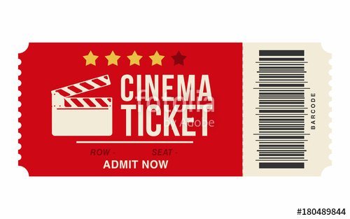 500x313 Cinema Ticket Isolated On White Background Realistic Cinema