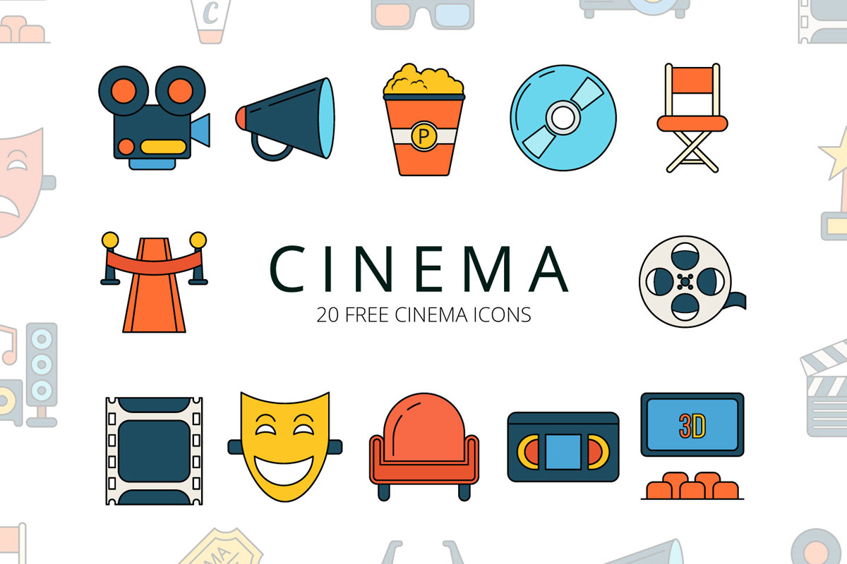 1200x800 Free Cinema Vector Icon Set