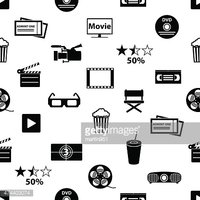 200x200 Movie And Cinema Vector Icons Seamless Pattern Stock Vectors