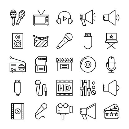 416x416 Music, Video, Multimedia, Cinema Vector Icons Premium Clipart