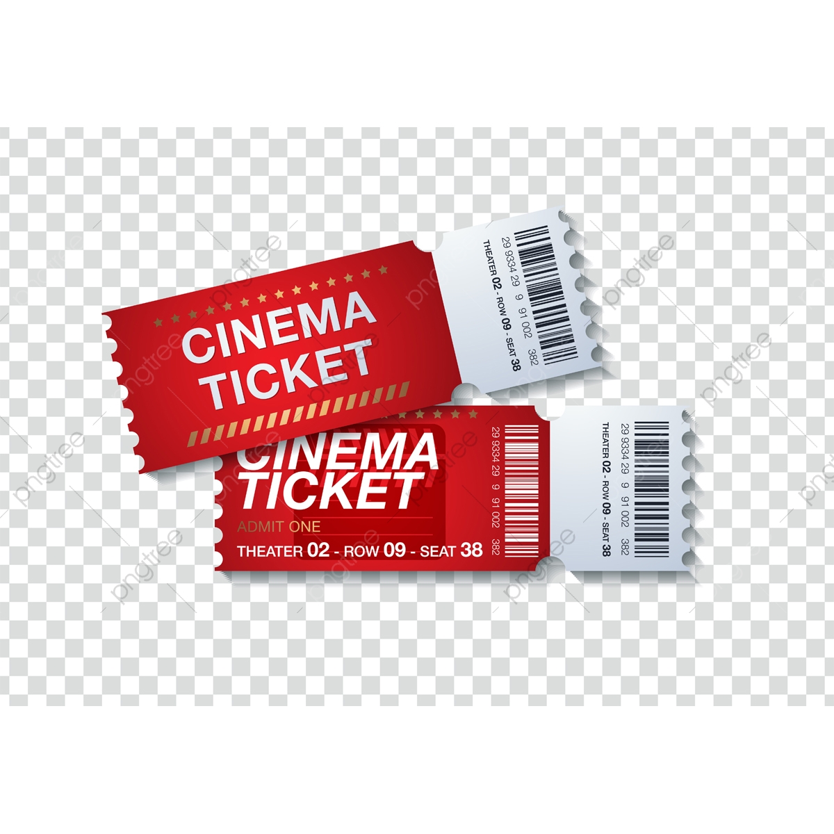 1200x1200 Two Cinema Vector Tickets Isolated On Transparent Background Re