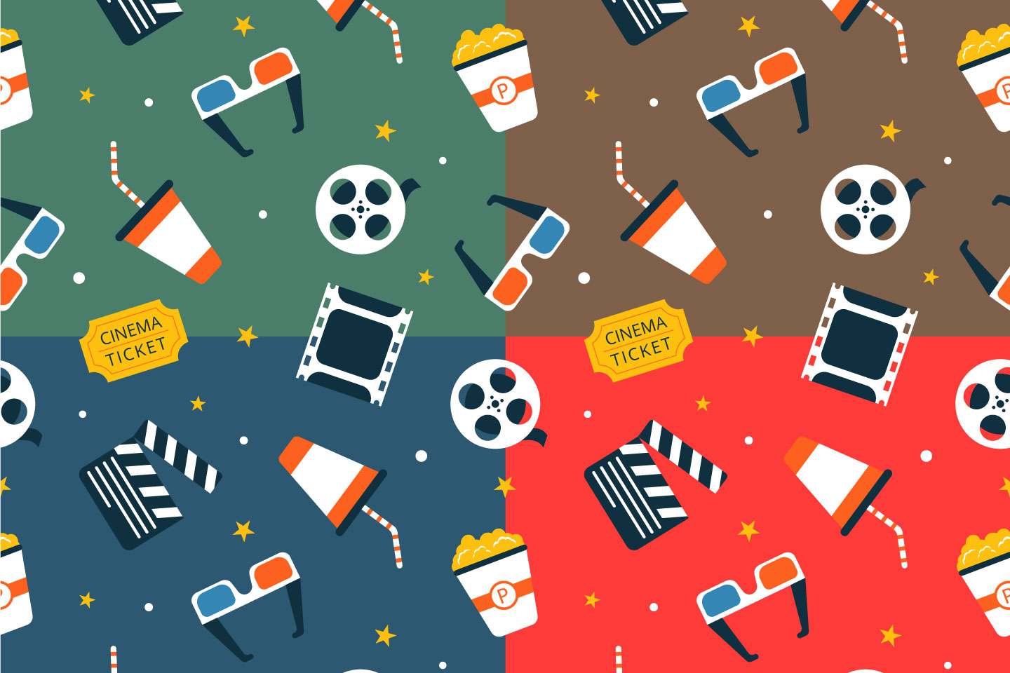 1440x960 Cinema Vector Free Seamless Pattern
