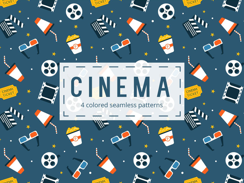 800x600 Cinema Vector Free Seamless Pattern