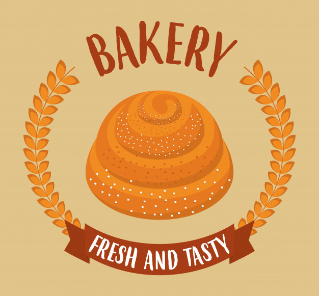 626x581 Bakery Products Emblem With Cinnamon Roll Icon Vector Premium