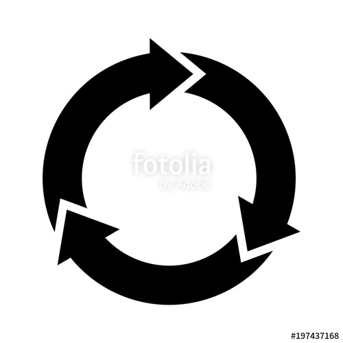 500x500 Three Circle Arrows In A Round Rotating Circular Motion Flat