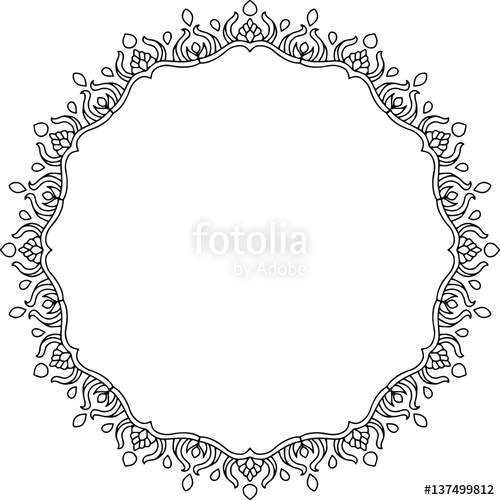 Hand Drawn Black And White Floral Border Illustration Circle 500x500 Hand Drawn Black And White Floral Border Illustration Circle