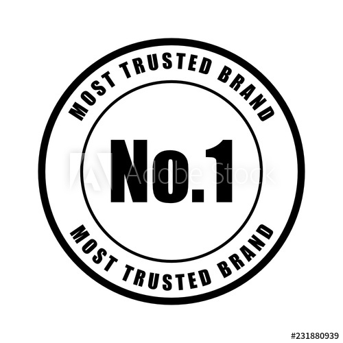 500x500 Most Trusted Brand Word On Circle Badge Vector Minimalist