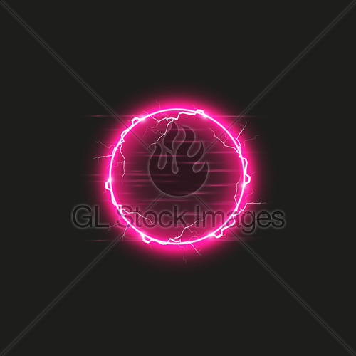 500x500 Red Round Frame Shining Circle Banner Isolated On Black Gl