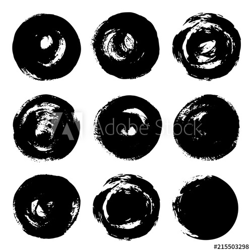 Round Paint Brush Stroke Vector Set Black Isolated Circle Frame 500x500 Round Paint Brush Stroke Vector Set Black Isolated Circle Frame