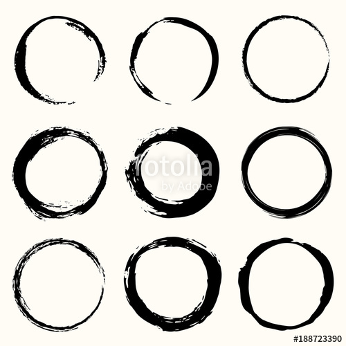 Round Paint Brush Stroke Vector Set Circle Black Frame Painted 500x500 Round Paint Brush Stroke Vector Set Circle Black Frame Painted