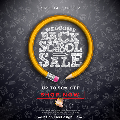500x500 Back To School And Student Supplies Sales Design Vector Free Download