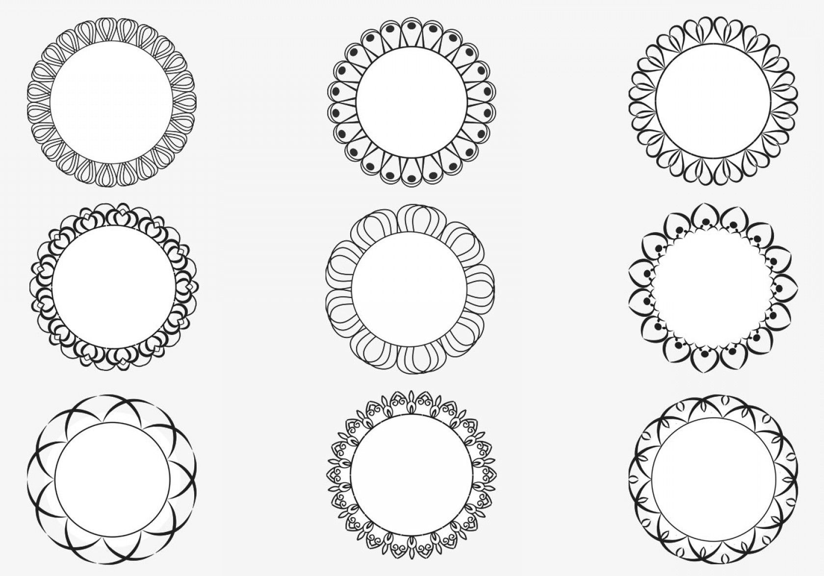 1680x1176 Scalloped Frame Decorative Frame Vector Decorative Circular Frame