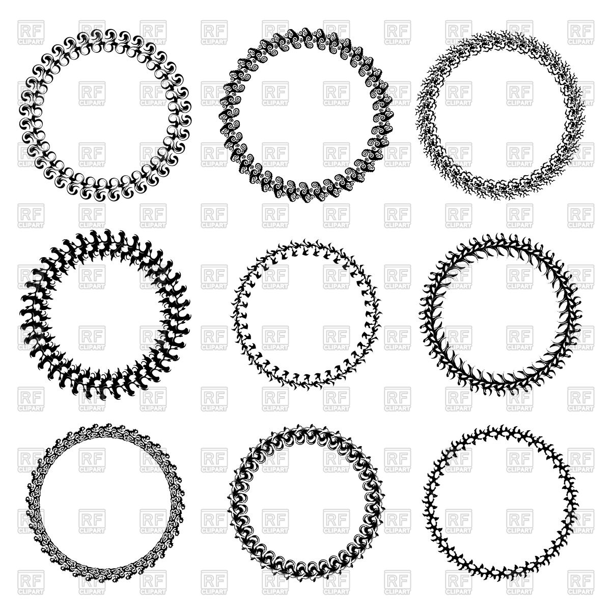 1200x1200 Set Of Decorative Circle Frames Vector Image Of Food And Beverages
