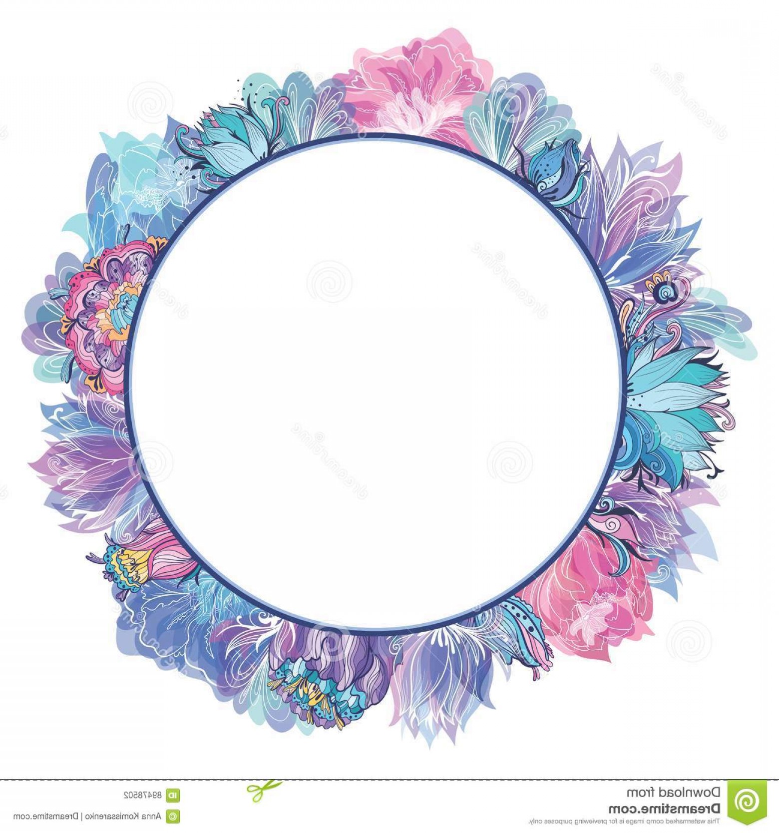 1560x1668 Stock Illustration Sweet Floral Frame Vector Circle Romantic