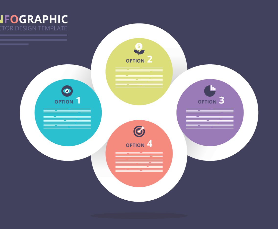 1136x936 Linked Circles Infographic Template Vector Art Graphics