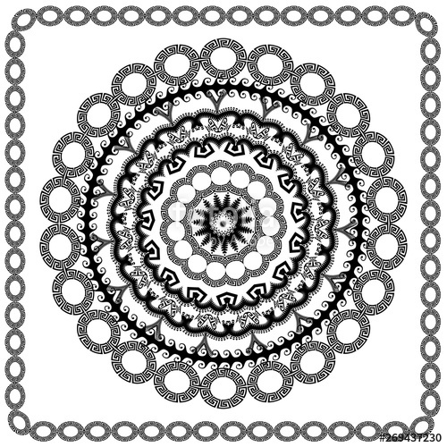 500x500 Greek Ornament Vector Isolated Black Meander Pattern On The White