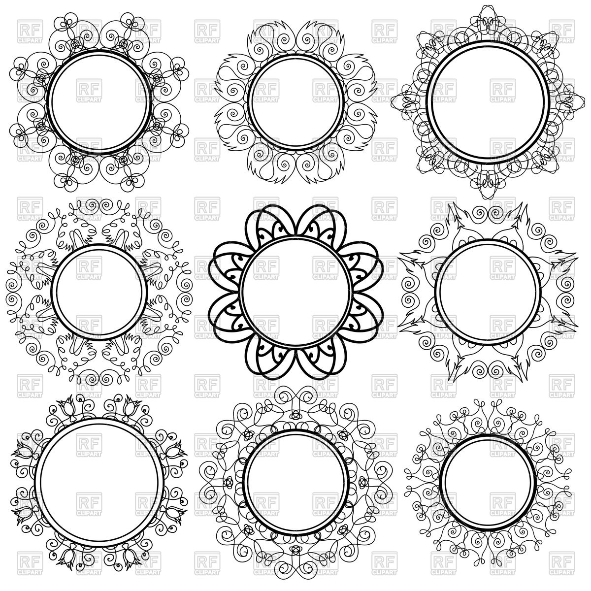 1200x1200 Set Of Circle Geometric Ornaments Vector Image Of Design Elements