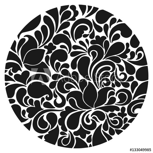 500x500 Tracery Circle Abstract Ornament Vector Background Black