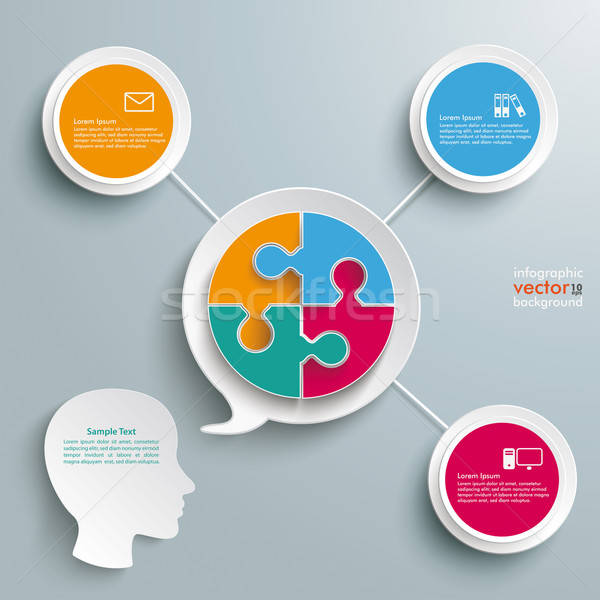 600x600 Head Speech Bubble Circle Puzzle Vector Illustration