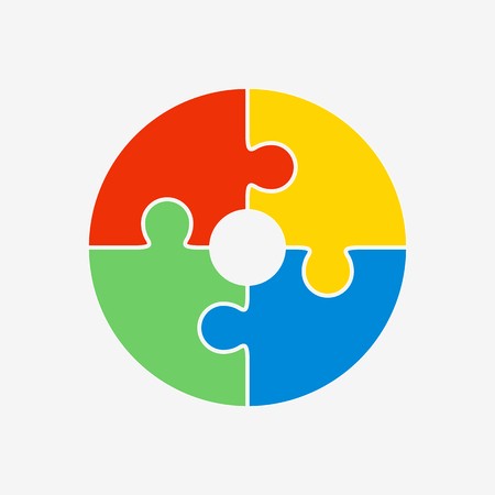 450x450 Jigsaw Puzzle In The Form Of Circle Consists Of Four Colored Parts