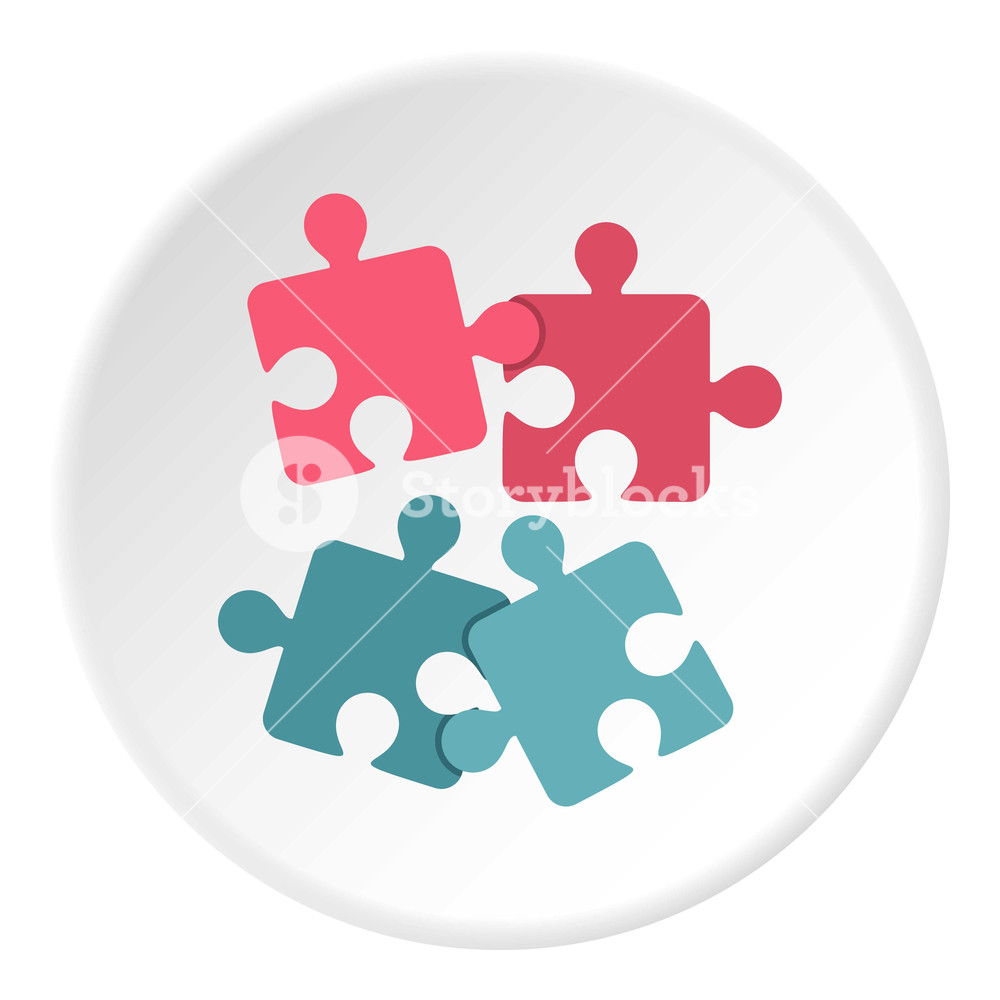 1000x1000 Jigsaw Puzzles Icon In Flat Circle Isolated Vector Illustration