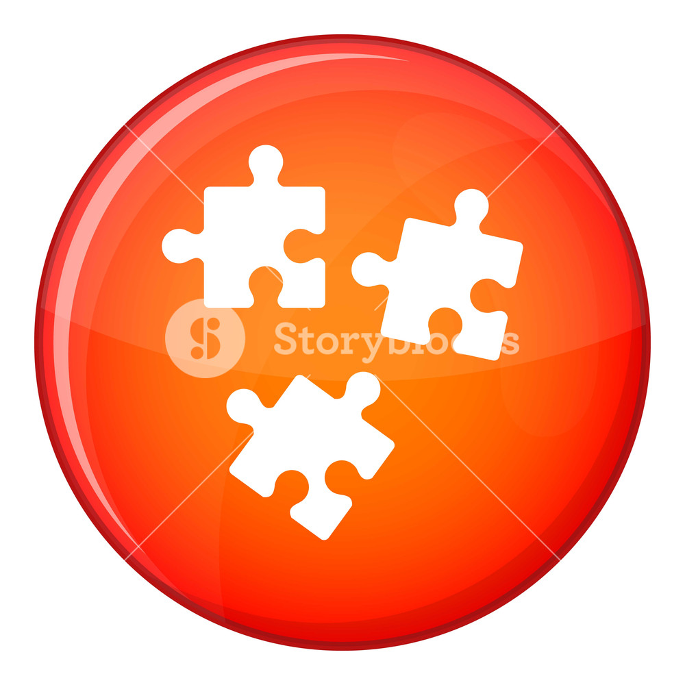 1000x1000 Puzzle Icon In Red Circle Isolated On White Background Vector