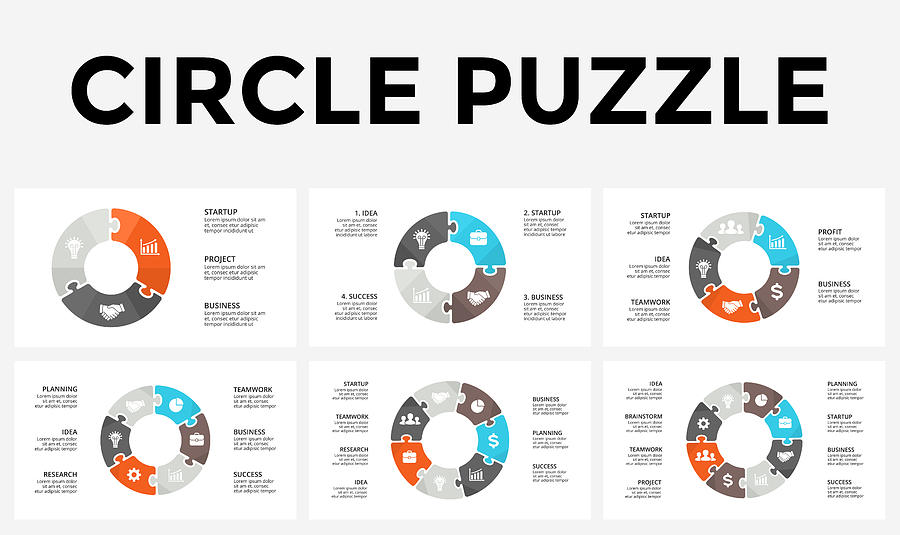 900x535 Vector Circle Arrows Puzzle Infographic, Cycle Diagram, Graph