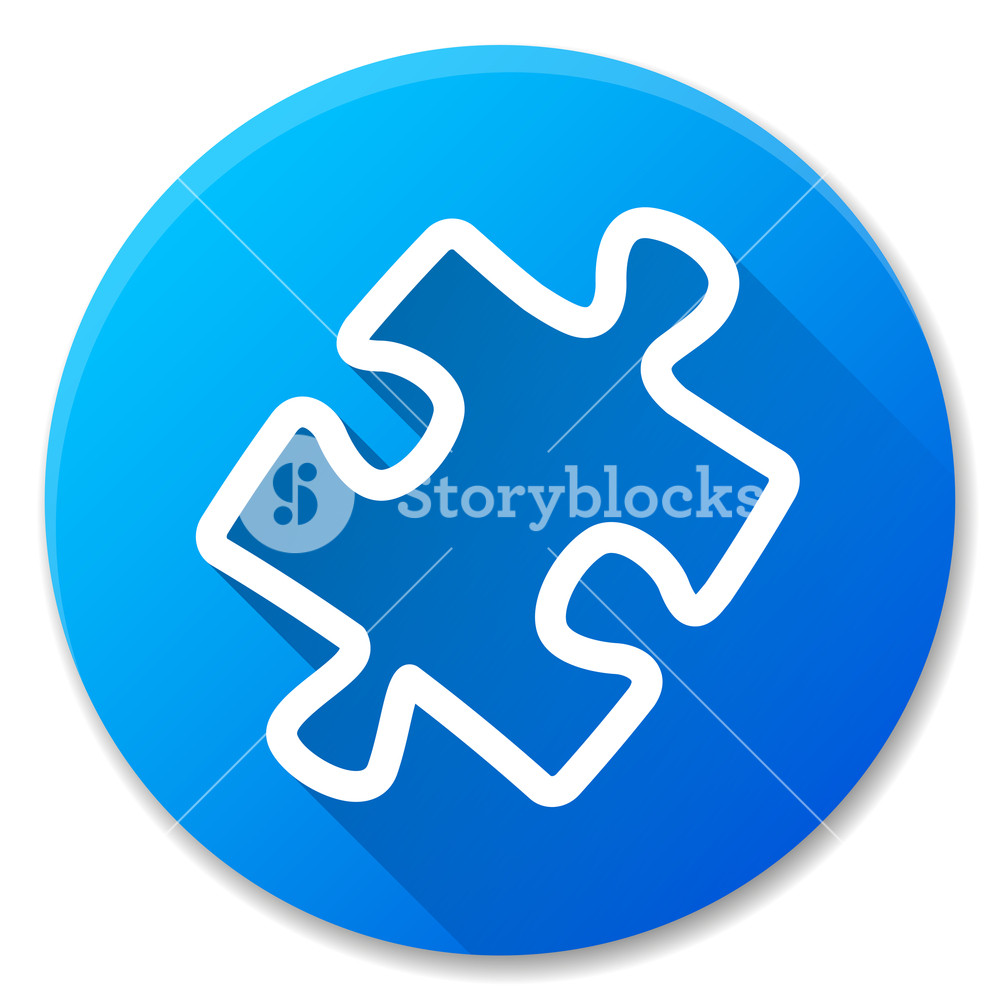 1000x1000 Vector Illustration Of Puzzle Blue Circle Icon Royalty Free Stock