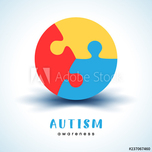 500x500 World Autism Awareness Day Colorful Circle Puzzle Vector Design