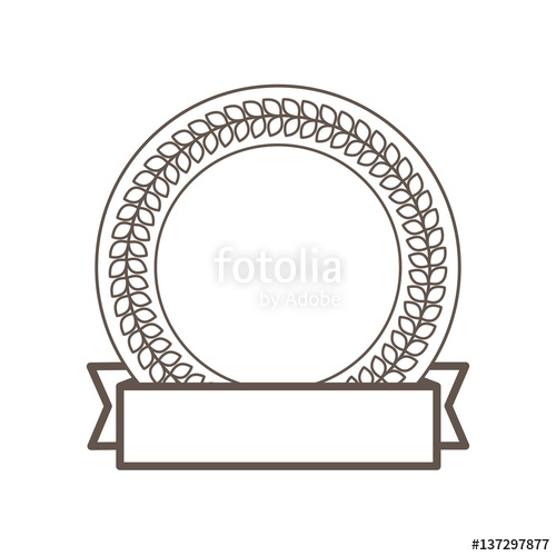 500x500 Label Round Decorative Frame Laurel Ribbon Vector Illustration