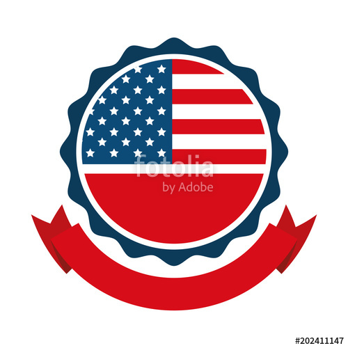 500x500 United States Of America Circular Emblem With Ribbon Vector
