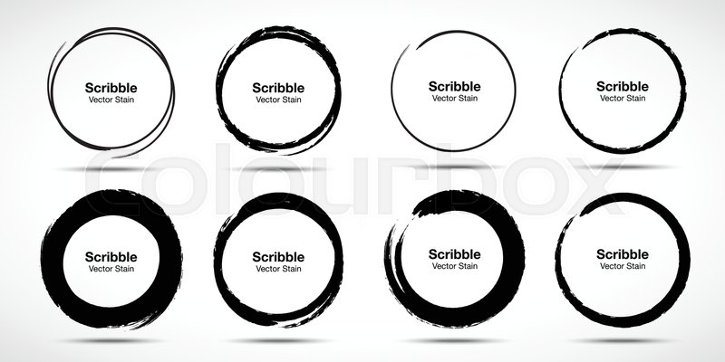800x400 Hand Drawn Circle Brush Sketch Set Stock Vector Colourbox