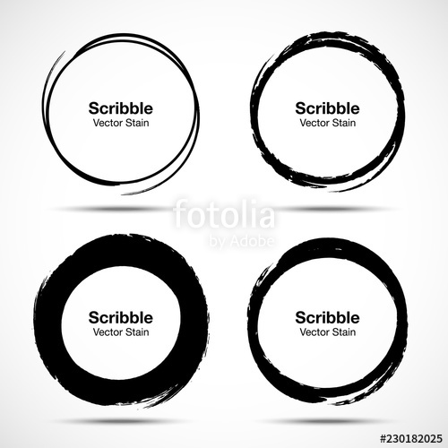 500x500 Hand Drawn Circle Brush Sketch Set Grunge Doodle Scribble Round