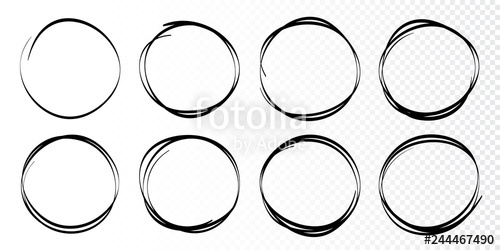 500x250 Hand Drawn Circles Sketch Frame Set Rounds Scribble Line Circles