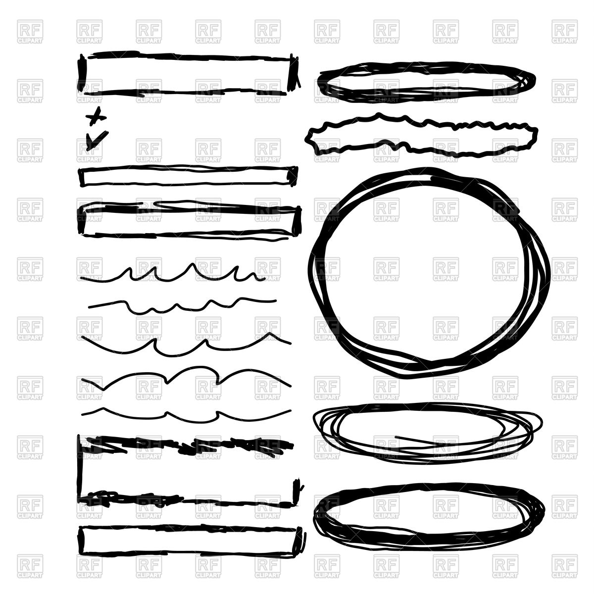 1200x1200 Hand Drawn Frames, Lines, Circle And Bubble Vector Image Of Design