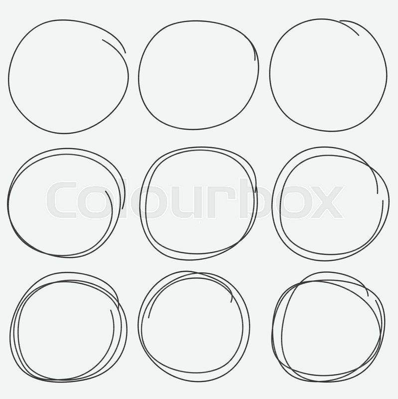 799x800 Set Of Hand Drawn Circle Elements, Stock Vector Colourbox
