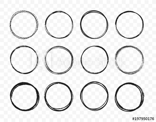 500x390 Set Hand Drawn Circle Line Sketch Set Circular Scribble Doodle