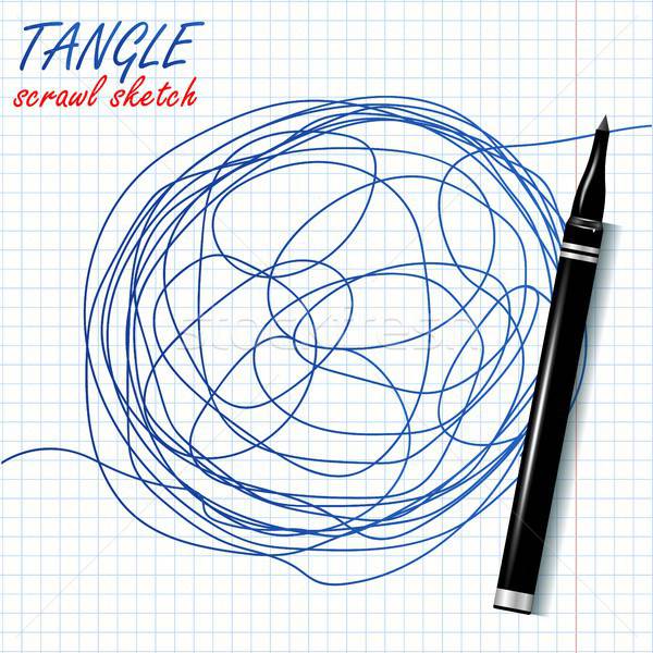 600x600 Tangle Scrawl Sketch Vector Drawing Circle Abstract Scribble