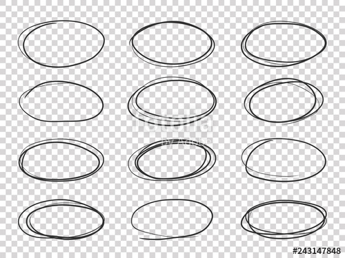 500x375 Doodle Circles Hand Drawn Ellipse, Circular Highlights Old Pencil