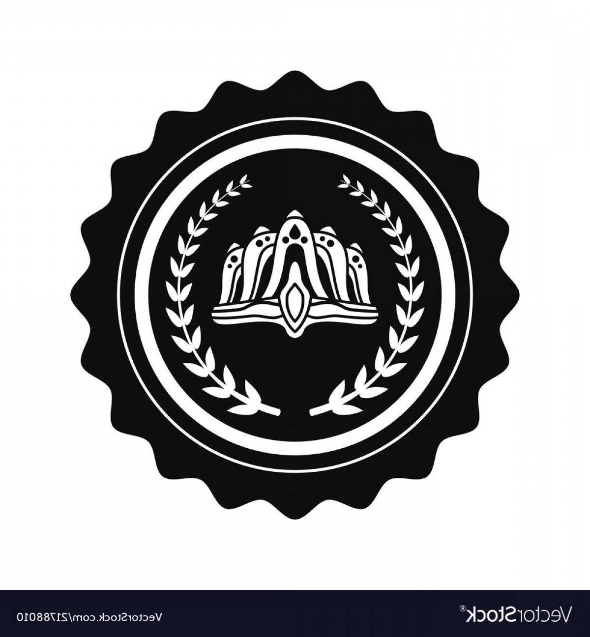 Crown And Laurel Branches On Black Round Stamp Vector Handandbeak 1200x1296 Crown And Laurel Branches On Black Round Stamp Vector Handandbeak