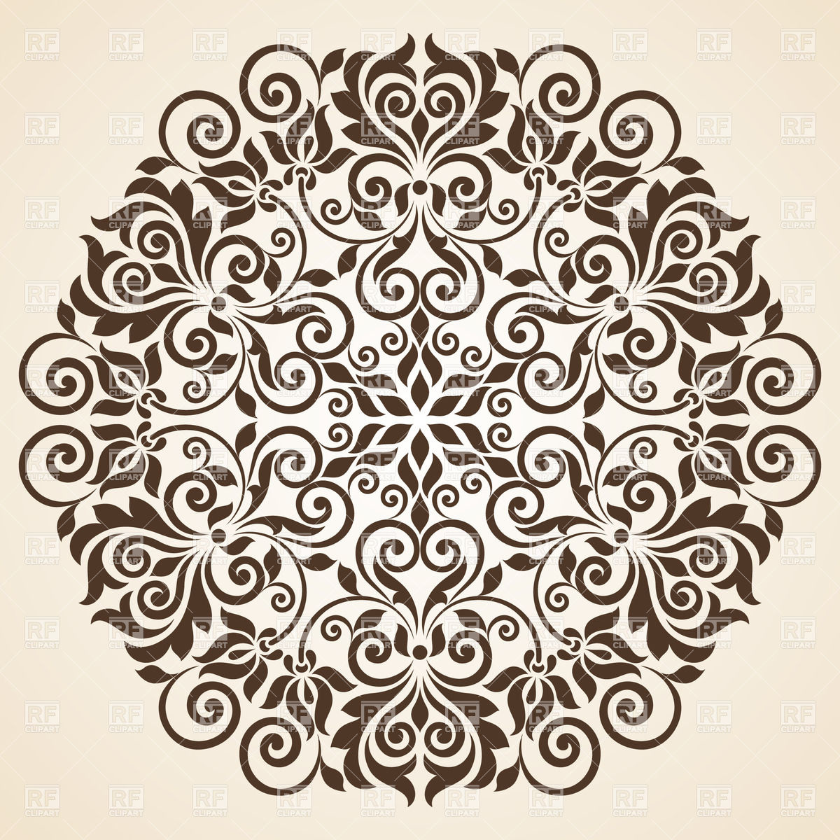 1200x1200 Round Floral Curly Ornament Vector Image Of Design Elements