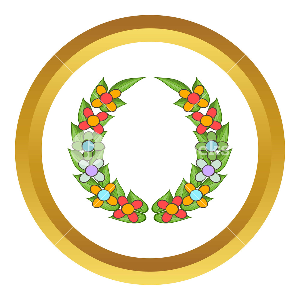 Funeral Wreath Vector Icon In Golden Circle, Cartoon Style 1000x1000 Funeral Wreath Vector Icon In Golden Circle, Cartoon Style