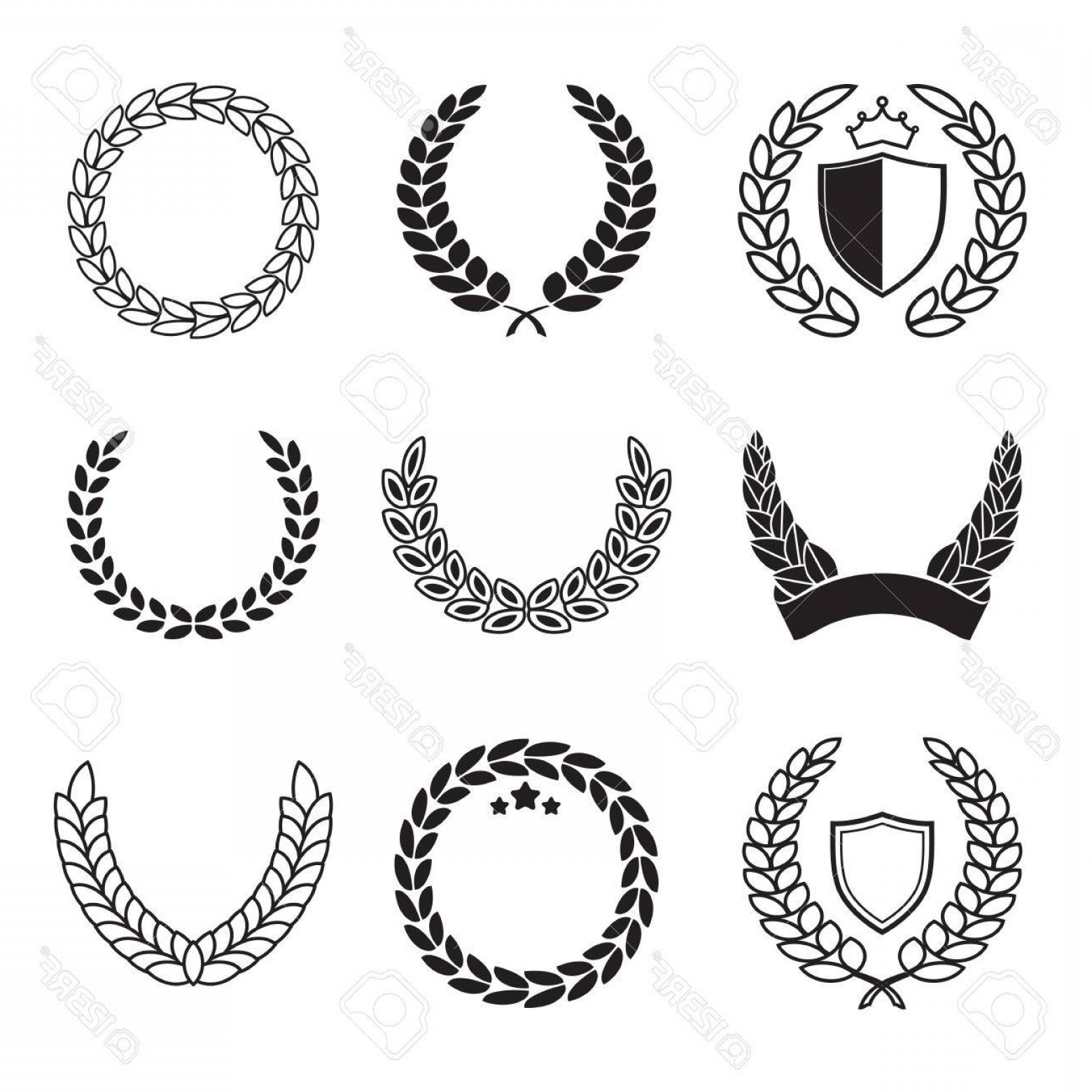 Photostock Vector Silhouette Laurel Wreaths In Different Shapes 1560x1560 Photostock Vector Silhouette Laurel Wreaths In Different Shapes